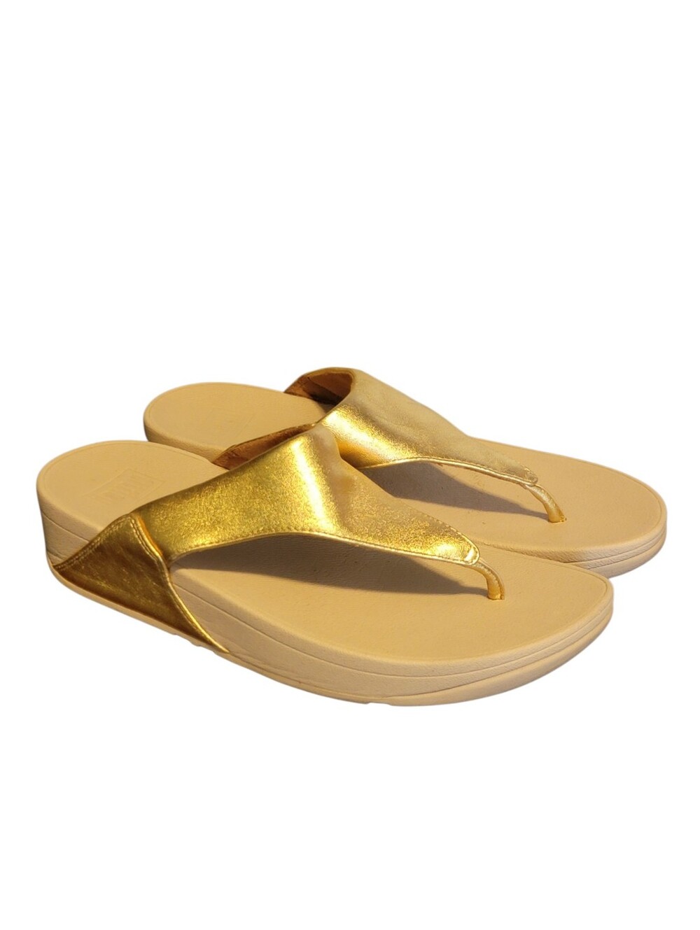 FITFLOP Toe Post Thong Flip Flop Sandals Metallic Gold 9